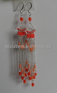 Naušnice s perličkami oranžové BZ-02972