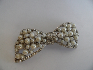 Spona do vlasů s perličkami a kamínky stříbrná BZ-05795