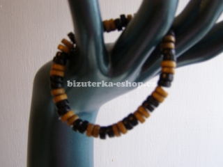 Náramek z dřevěných korálků černo hnědý BZ-06138