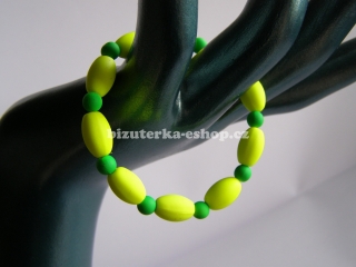 Náramek z perliček neonový žluto zelený BZ-06425