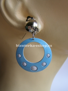 Naušnice klipsy kruhy modro bílé BZ-06598