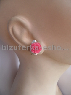 Naušnice klipsy růžičky růžové BZ-7696