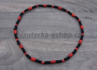 Dřevěné korálky na krk černo červené BZ-06905