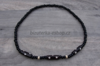 Dřevěné korále na krk černo kostěné BZ-06906