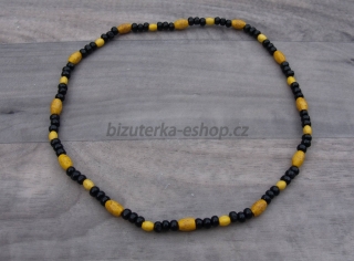 Dřevěné korále na krk černo žluté BZ-06907