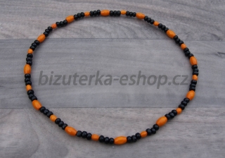 Dřevěné korále na krk černo oranžové BZ-06909