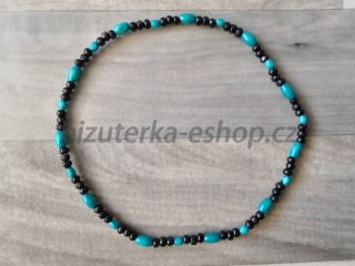 Dřevěné korálky na krk černo modré BZ-06918