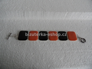 Náramek smalt oranžová + černá BZ-03347