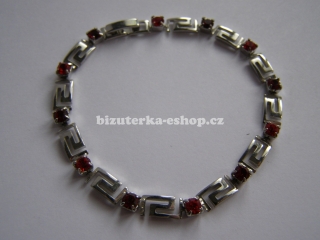 Náramek stříbrný s červenými kamínky BZ-03353