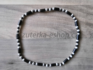 Dřevěné korálky na krk černo bílé BZ-07025