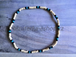 Dřevěné korálky na krk smetanovo černo modré BZ-07075