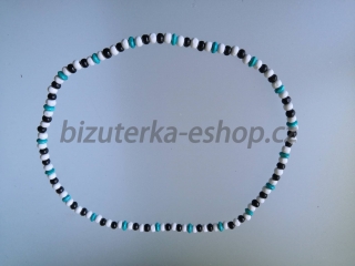 Dřevěné korálky na krk bílo černo modré BZ-07145