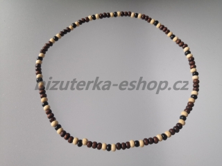Dřevěné korálky na krk hnědo smetanovo černé BZ-071704