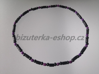 Dřevěné korálky na krk černo fialové BZ-071706