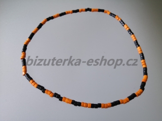 Dřevěné korálky na krk oranžovo černé BZ-071732
