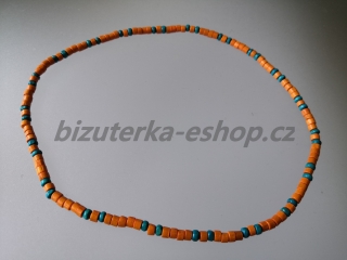 Dřevěné korálky na krk oranžovo tyrkysové BZ-071735