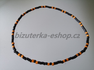 Dřevěné korálky na krk černo oranžové BZ-071742