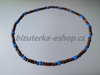 Dřevěné korálky na krk hnědo modré BZ-071744