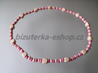 Dřevěné korálky na krk smetanovo růžové BZ-071757