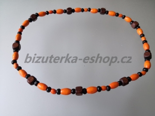 Dřevěné korálky na krk oranžovo černo hnědé BZ-071760