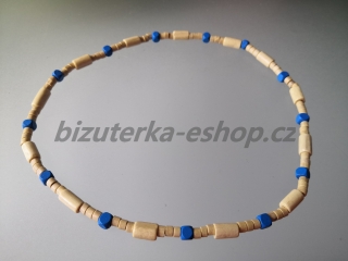 Dřevěné korálky na krk smetanovo modré BZ-071773