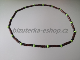 Dřevěné korálky na krk hnědo černo zelené BZ-071790