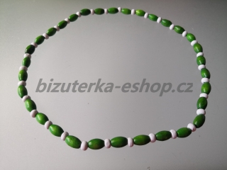 Dřevěné korále na krk zeleno bílé BZ-071815