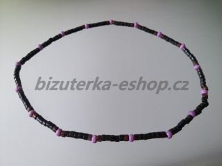 Dřevěné korálky na krk černo hnědo fialové BZ-071834