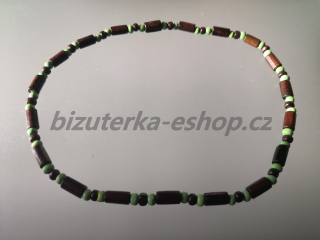 Dřevěné korále na krk hnědo zelené BZ-071850