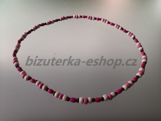 Dřevěné korálky na krk tříbarevné růžové BZ-071872