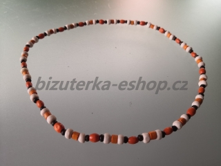 Dřevěné korálky na krk tříbarevné oranžové BZ-071882