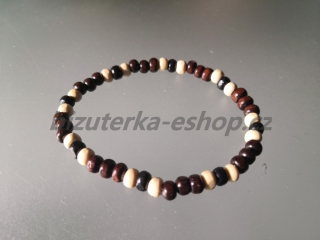 Náramek z dřevěných korálků hnědo smetanovo černý BZ-071900