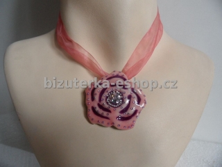 Náhrdelník s květem růžový BZ-03527