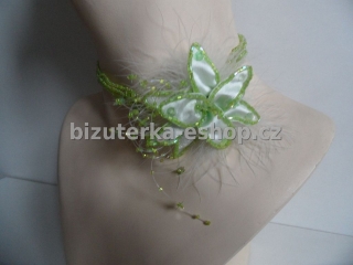 Náhrdelník - obojek s květem zelený BZ-03538