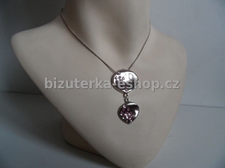 Náhrdelník stříbrný + růžové kamínky BZ-03555
