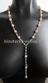 Náhrdelník perličky béžový BZ-03561
