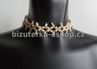 Náhrdelník obojek perličky béžový BZ-03568