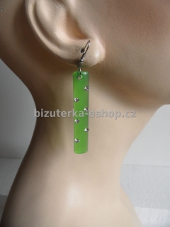 Naušnice závěsné zelené s kamínky BZ-03641