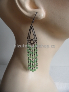 Naušnice perličky závěsné zelené BZ-03663