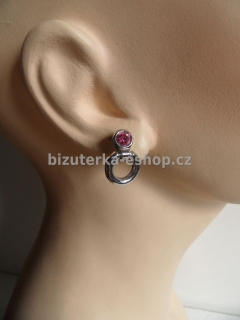 Naušnice stříbrné + růžový kamínek BZ-03710